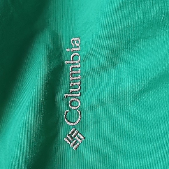 Columbia Green White Midweight Soft Shell Windbreaker Rain Jacket L - Picture 6 of 10